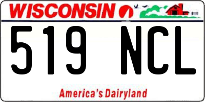 WI license plate 519NCL