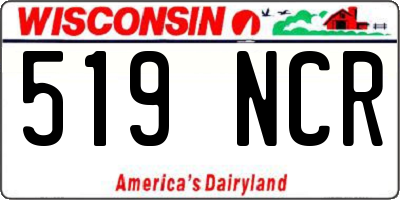 WI license plate 519NCR