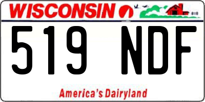 WI license plate 519NDF