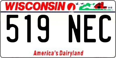 WI license plate 519NEC