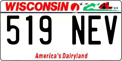WI license plate 519NEV