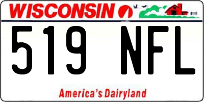 WI license plate 519NFL