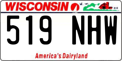 WI license plate 519NHW