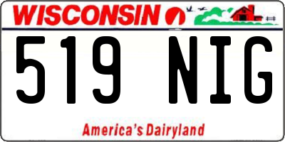 WI license plate 519NIG