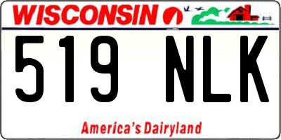 WI license plate 519NLK