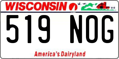 WI license plate 519NOG