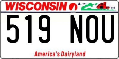 WI license plate 519NOU