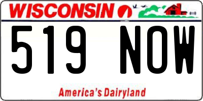 WI license plate 519NOW