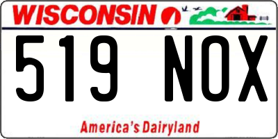 WI license plate 519NOX