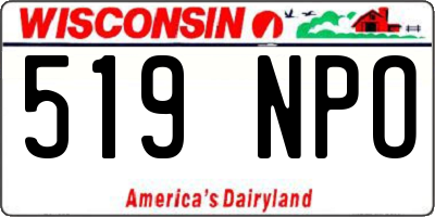 WI license plate 519NPO