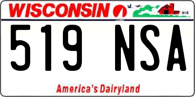 WI license plate 519NSA