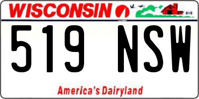 WI license plate 519NSW