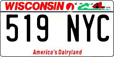 WI license plate 519NYC