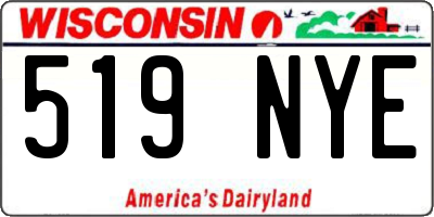 WI license plate 519NYE