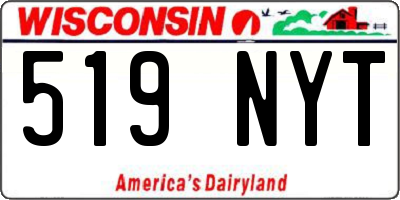 WI license plate 519NYT