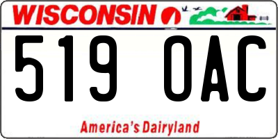 WI license plate 519OAC