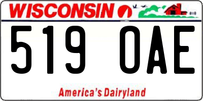 WI license plate 519OAE