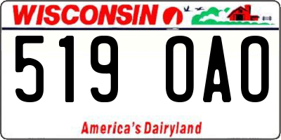 WI license plate 519OAO