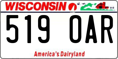 WI license plate 519OAR