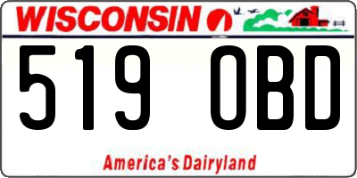 WI license plate 519OBD