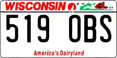 WI license plate 519OBS