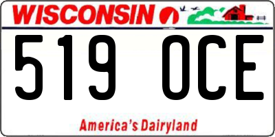 WI license plate 519OCE