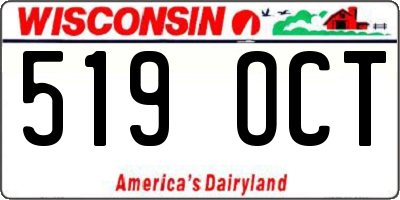 WI license plate 519OCT