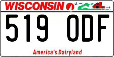 WI license plate 519ODF