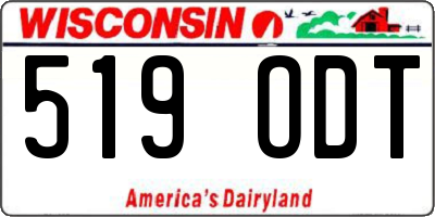 WI license plate 519ODT