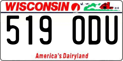 WI license plate 519ODU