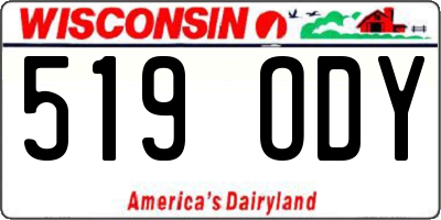 WI license plate 519ODY