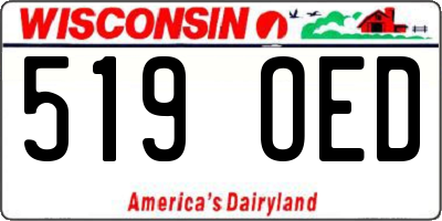 WI license plate 519OED
