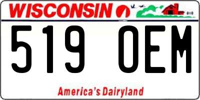 WI license plate 519OEM