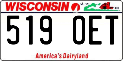 WI license plate 519OET