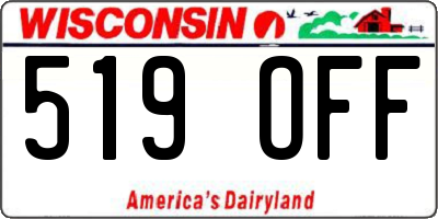 WI license plate 519OFF