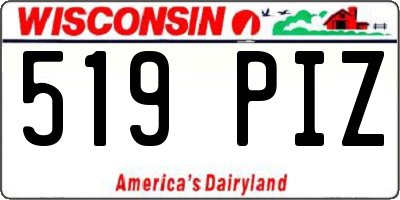 WI license plate 519PIZ