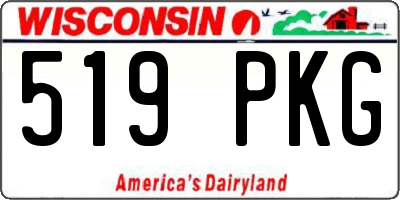 WI license plate 519PKG