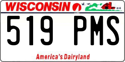 WI license plate 519PMS