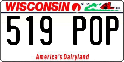 WI license plate 519POP