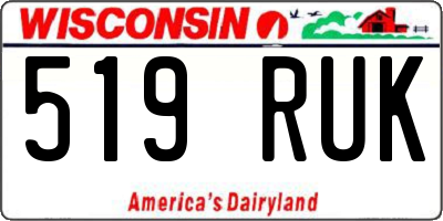 WI license plate 519RUK