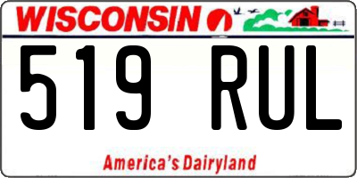 WI license plate 519RUL