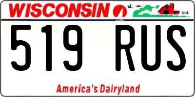 WI license plate 519RUS