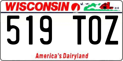 WI license plate 519TOZ
