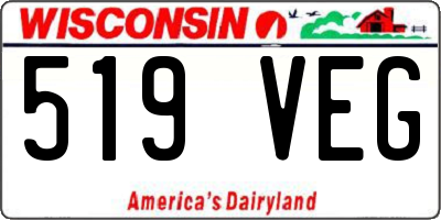 WI license plate 519VEG