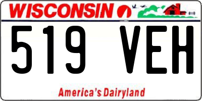 WI license plate 519VEH