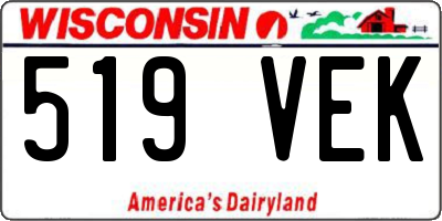 WI license plate 519VEK
