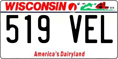 WI license plate 519VEL