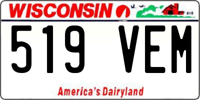 WI license plate 519VEM