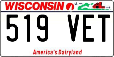 WI license plate 519VET