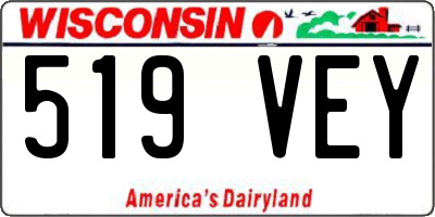 WI license plate 519VEY